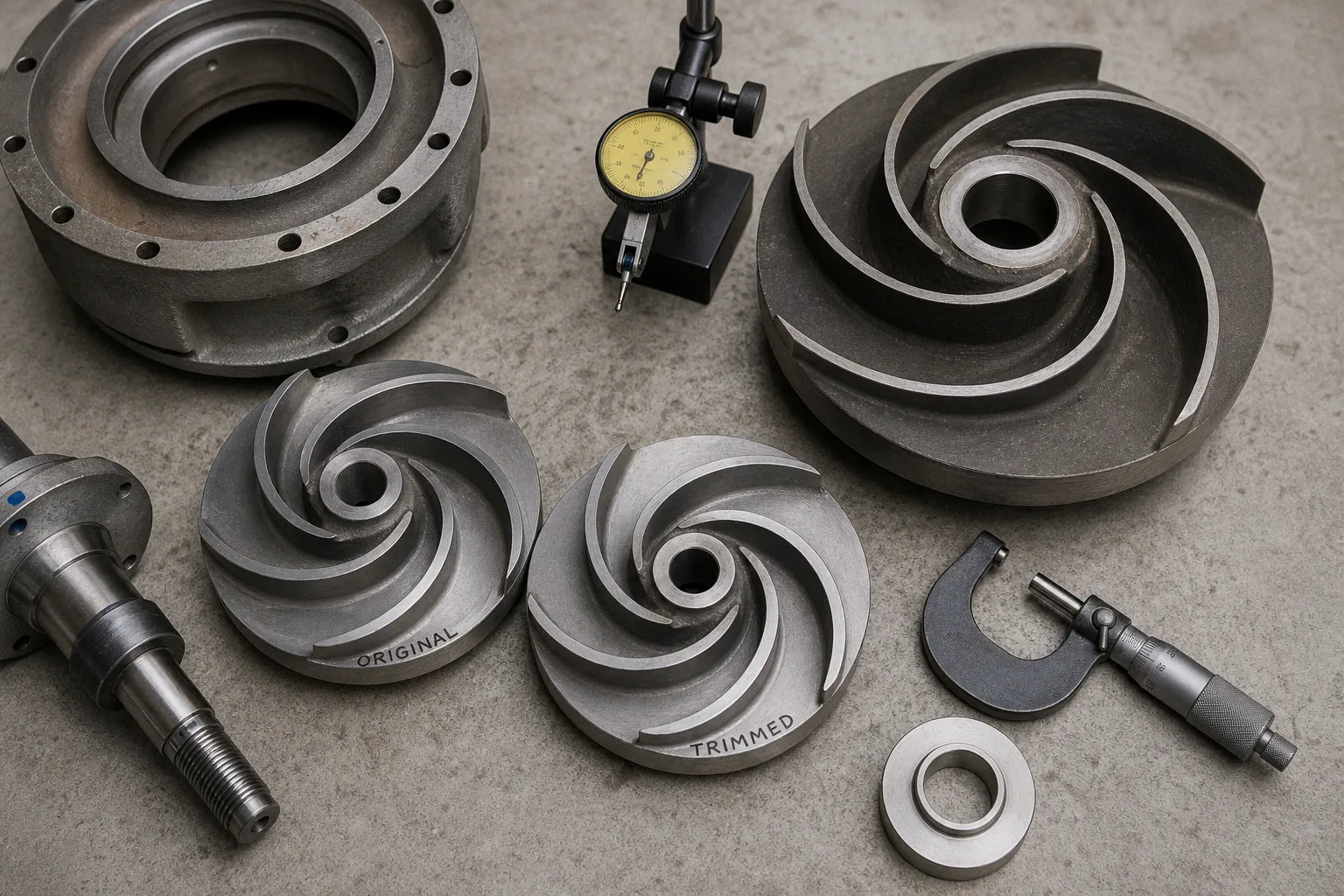 Centrifugal pump impeller trimming methods for lower power consumption